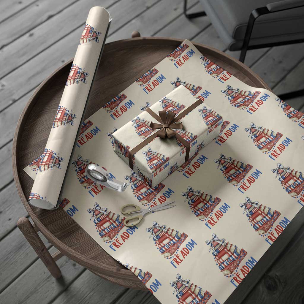 Funny Patriotic Book Lover Gift Wrapping Paper Roll Freadom