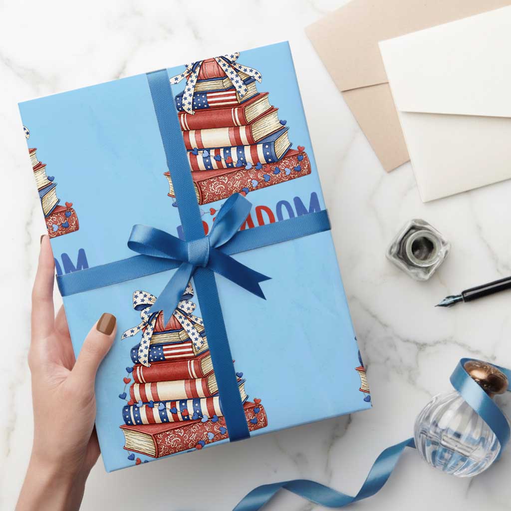 Funny Patriotic Book Lover Gift Wrapping Paper Roll Freadom