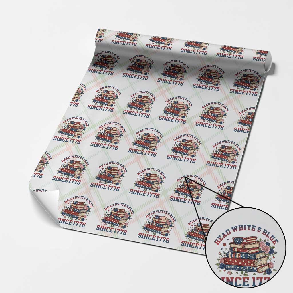 Funny Patriotic Book Lover Gift Wrapping Paper Roll Read White Blue Since 1776