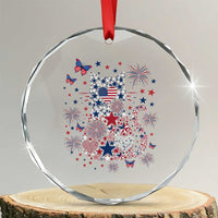 Funny Patriotic Cat Lover Crystal Glass Ornament 4th Of July Freedom