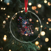 Funny Patriotic Cat Lover Crystal Glass Ornament 4th Of July Freedom