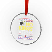 Funny Patriotic Christmas No Kings in America Crystal Glass Ornament Since 1776 Bald Eagle Ugly Sweater - Wonder Print Shop