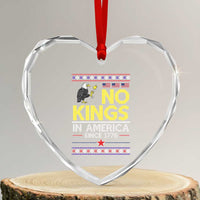 Funny Patriotic Christmas No Kings in America Heart Crystal Glass Ornament Since 1776 Bald Eagle Ugly Sweater - Wonder Print Shop