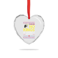 Funny Patriotic Christmas No Kings in America Heart Crystal Glass Ornament Since 1776 Bald Eagle Ugly Sweater - Wonder Print Shop