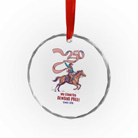 Funny Patriotic Cowboy Crystal Glass Ornament My Country Always Free USA Pride