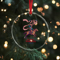 Funny Patriotic Cowboy Crystal Glass Ornament My Country Always Free USA Pride