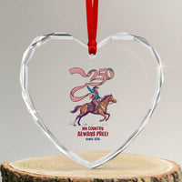 Funny Patriotic Cowboy Heart Crystal Glass Ornament My Country Always Free USA Pride