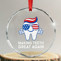 Funny Patriotic Dentist Crystal Glass Ornament Making Teeth Great Again America Oral Health Toothpaste Hair TS02