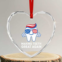 Funny Patriotic Dentist Heart Crystal Glass Ornament Making Teeth Great Again America Oral Health Toothpaste Hair - Wonder Print Shop