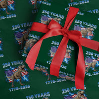 Funny Patriotic Dino Rex 250 Years 1776 2026 Wrapping Paper Roll Dinosaur USA Flag America 250th Anniversary Celebration