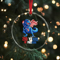 Funny Patriotic Dinosaur Crystal Glass Ornament 250 Years Of Freedom
