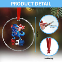 Funny Patriotic Dinosaur Crystal Glass Ornament 250 Years Of Freedom