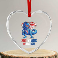 Funny Patriotic Dinosaur Heart Crystal Glass Ornament 250 Years Of Freedom
