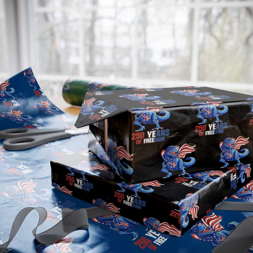 Funny Patriotic Dinosaur Wrapping Paper Roll 250 Years Of Freedom