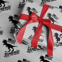 Funny Patriotic Dinosaur Wrapping Paper Roll Roaring Into The 250th Anniversary