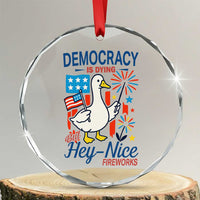 Funny Patriotic Duck Holding Firework Crystal Glass Ornament Funny Democracy Is Dying But Hey Nice Fireworks 4th Of July - Wonder Print Shop