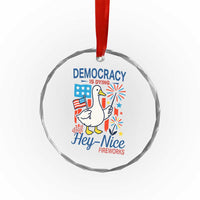 Funny Patriotic Duck Holding Firework Crystal Glass Ornament Funny Democracy Is Dying But Hey Nice Fireworks 4th Of July - Wonder Print Shop
