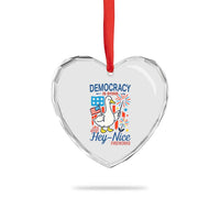 Funny Patriotic Duck Holding Firework Heart Crystal Glass Ornament Funny Democracy Is Dying But Hey Nice Fireworks 4th Of July - Wonder Print Shop