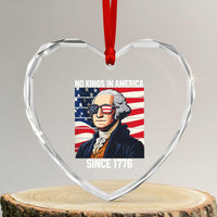 Funny Patriotic Founding Father Heart Crystal Glass Ornament No Kings in America Since 1776 4th of July - Wonder Print Shop
