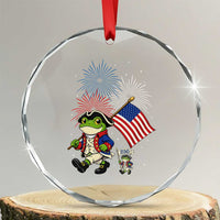 Funny Patriotic Frog Crystal Glass Ornament Celebrating 250 Years Of Freedom