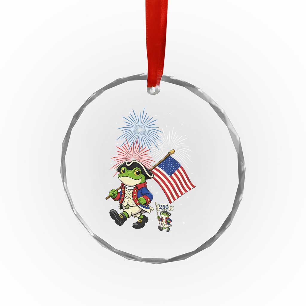 Funny Patriotic Frog Crystal Glass Ornament Celebrating 250 Years Of Freedom