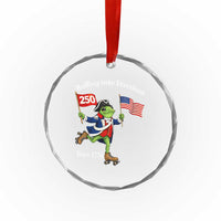 Funny Patriotic Frog Crystal Glass Ornament Rolling Into 250 Years Of Liberty