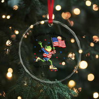 Funny Patriotic Frog Crystal Glass Ornament Rolling Into Freedom Since 1776