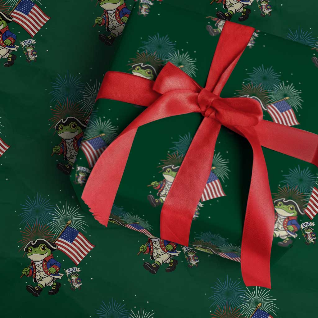 Funny Patriotic Frog Wrapping Paper Roll Celebrating 250 Years Of Freedom