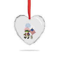 Funny Patriotic Frog Heart Crystal Glass Ornament Celebrating 250 Years Of Freedom