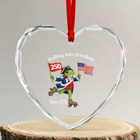 Funny Patriotic Frog Heart Crystal Glass Ornament Rolling Into 250 Years Of Liberty