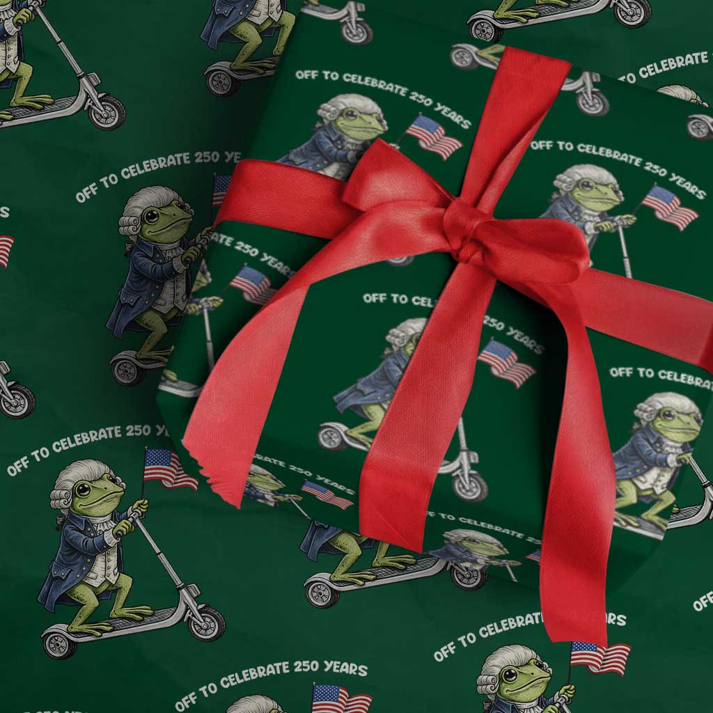 Funny Patriotic Frog Wrapping Paper Roll Off To Celebrate 250 Years Of Freedom