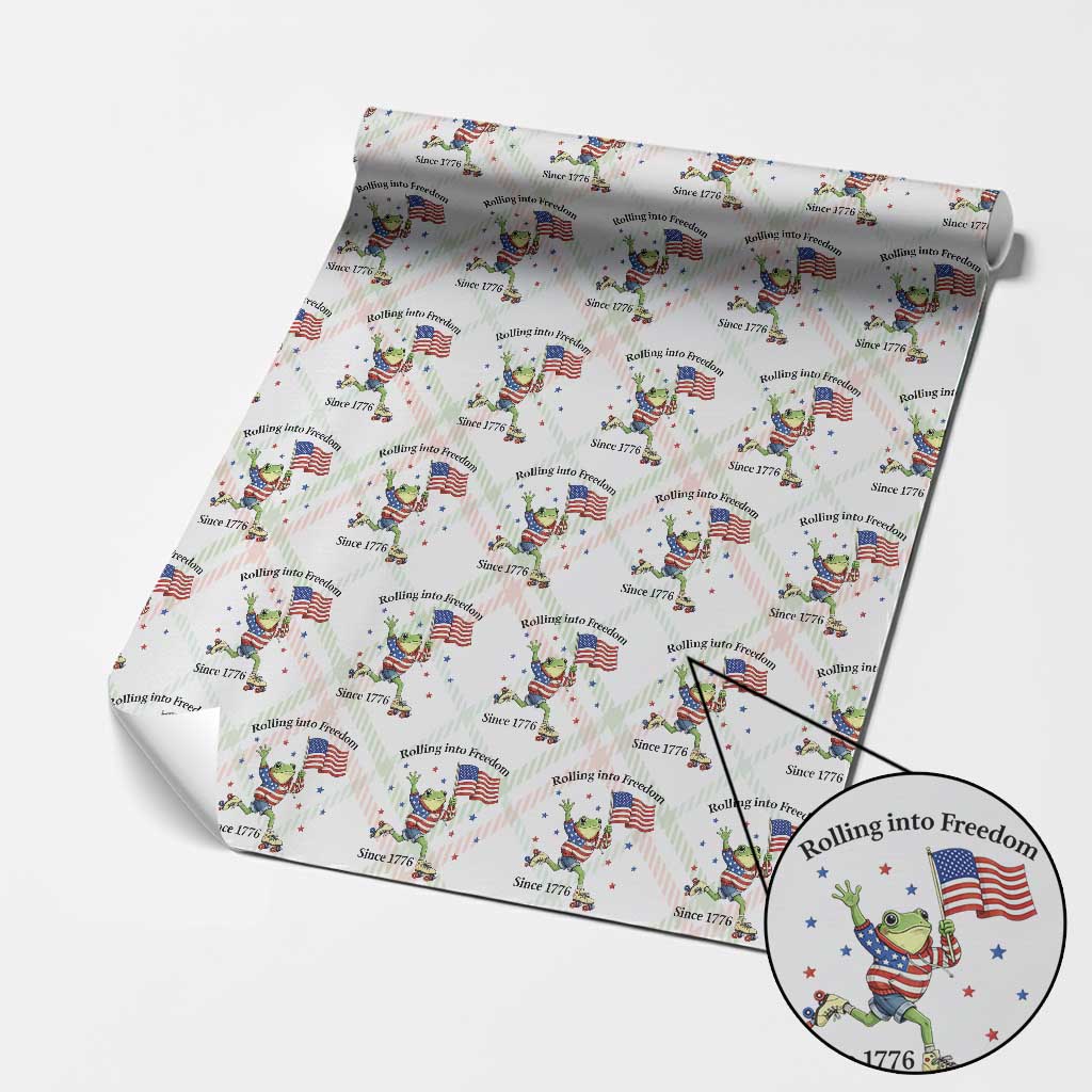 Funny Patriotic Frog Wrapping Paper Roll Rolling Into Freedom Since 1776