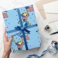 Funny Patriotic Frog Wrapping Paper Roll Rolling Into Freedom Since 1776