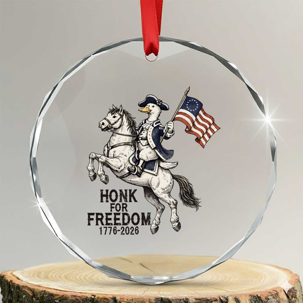 Funny Patriotic Goose Cowboy Crystal Glass Ornament Honk For Freedom