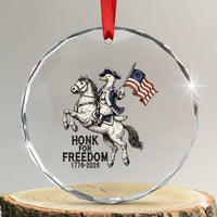 Funny Patriotic Goose Cowboy Crystal Glass Ornament Honk For Freedom