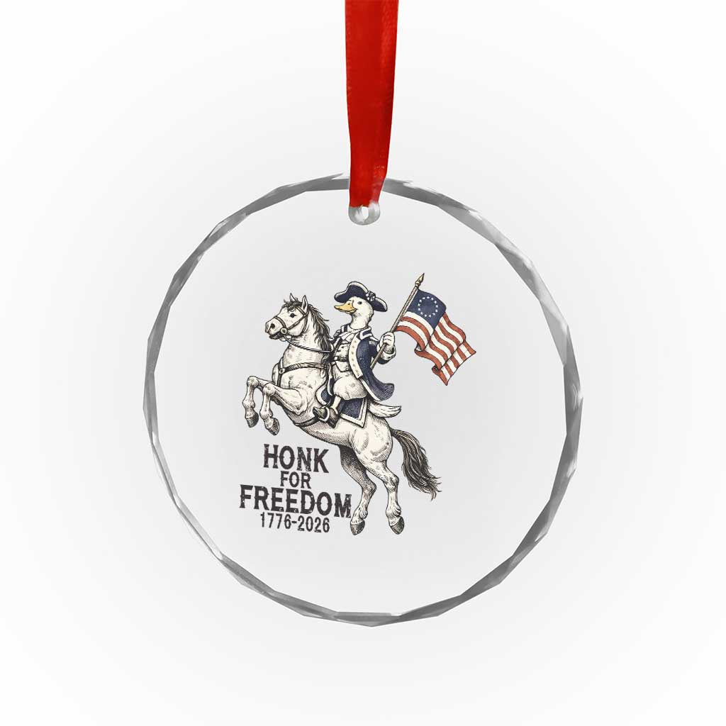 Funny Patriotic Goose Cowboy Crystal Glass Ornament Honk For Freedom