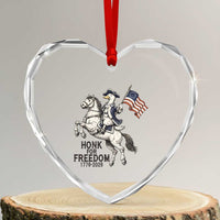 Funny Patriotic Goose Cowboy Heart Crystal Glass Ornament Honk For Freedom