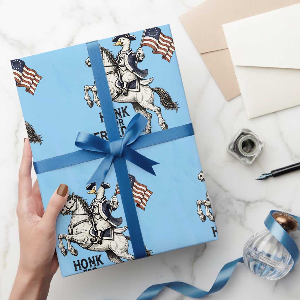 Funny Patriotic Goose Cowboy Wrapping Paper Roll Honk For Freedom