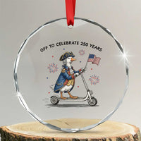Funny Patriotic Goose Crystal Glass Ornament Off To Celebrate 250 Years