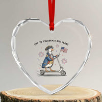 Funny Patriotic Goose Heart Crystal Glass Ornament Off To Celebrate 250 Years
