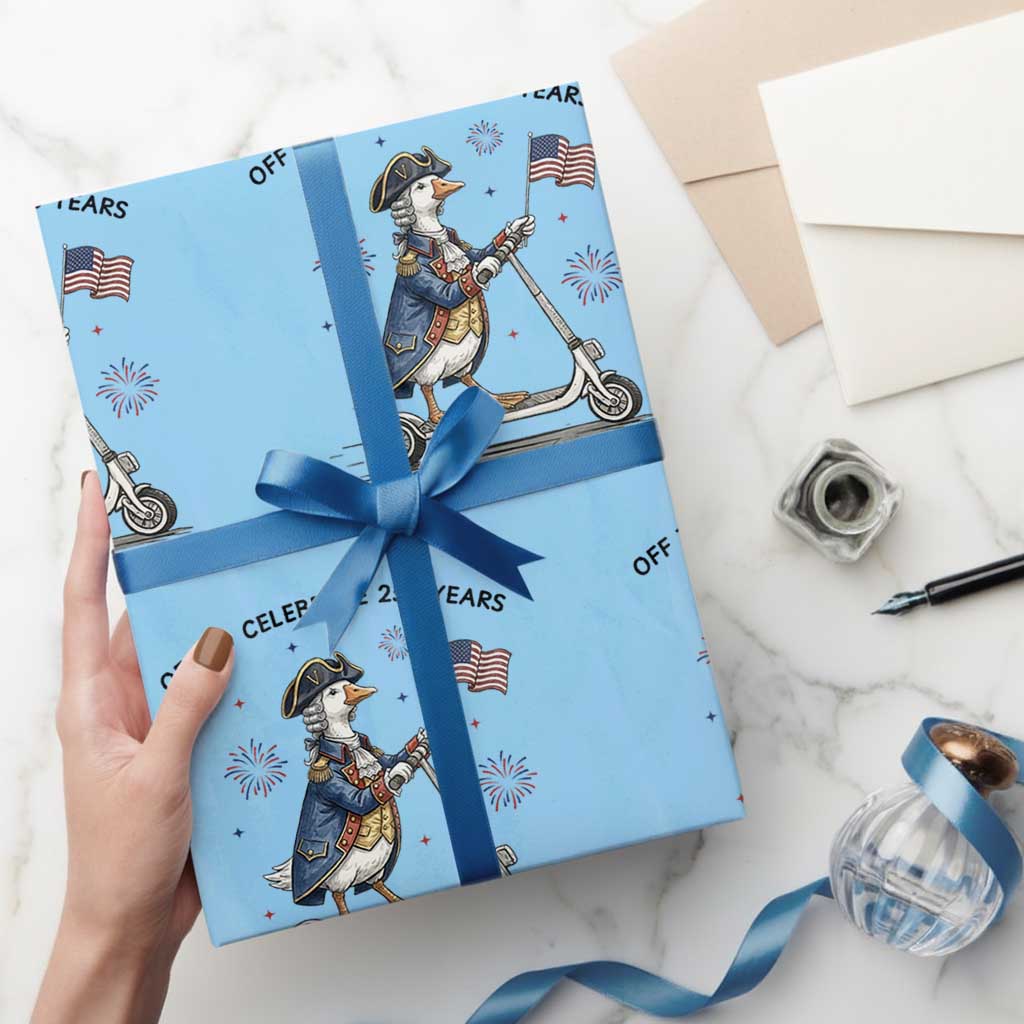 Funny Patriotic Goose Wrapping Paper Roll Off To Celebrate 250 Years