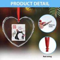 Funny Patriotic Grumpy Frog 250th Anniversary USA Heart Crystal Glass Ornament
