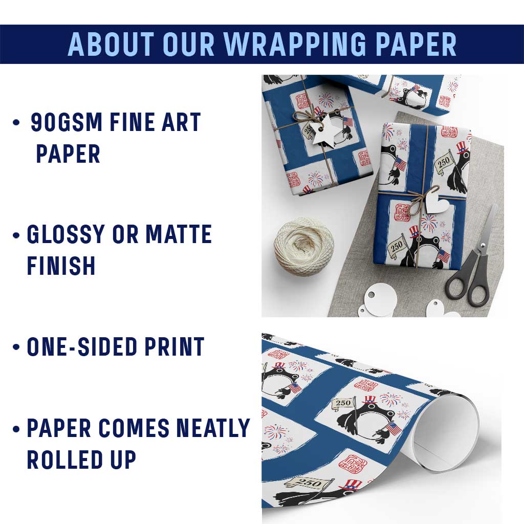 Funny Patriotic Grumpy Frog 250th Anniversary USA Wrapping Paper Roll