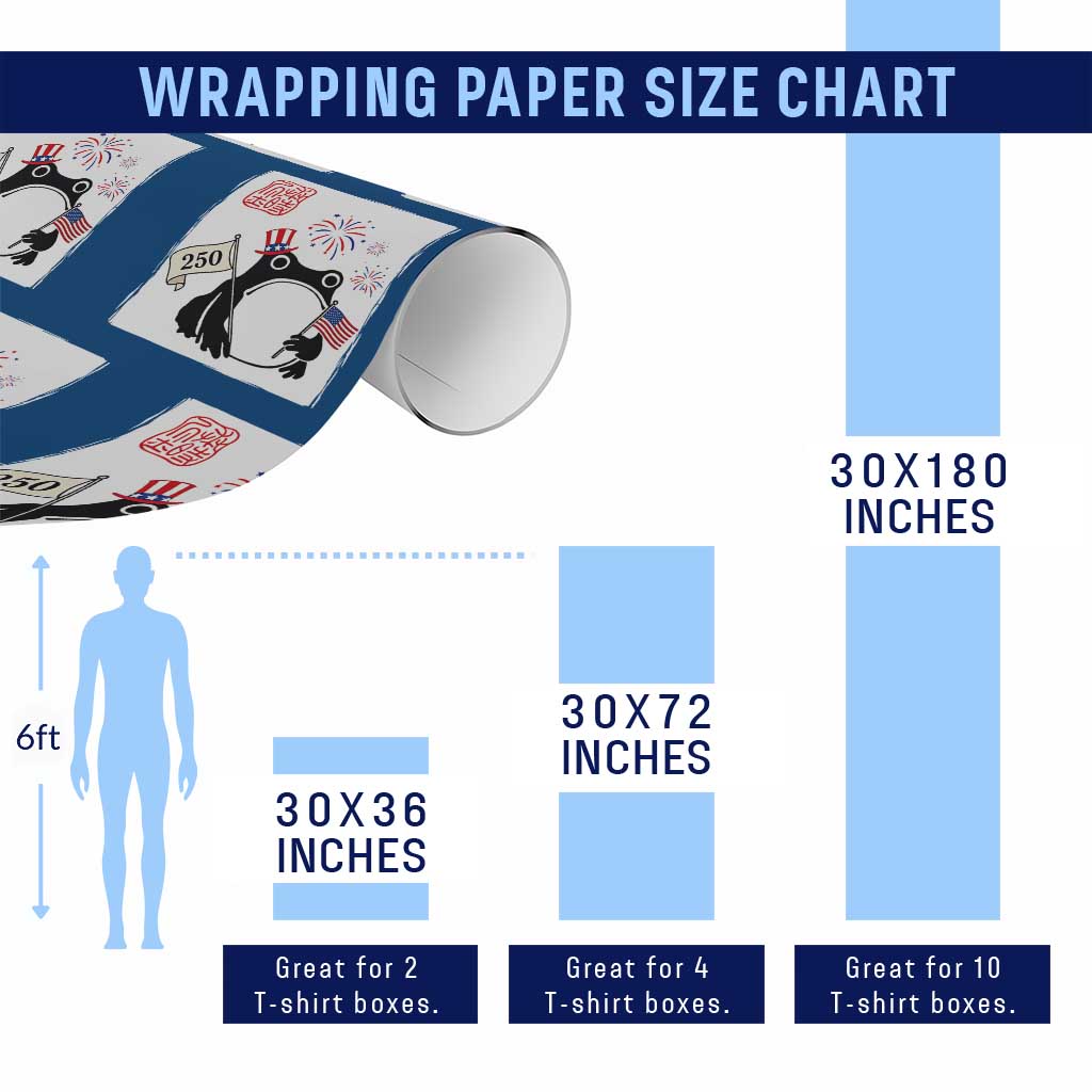 Funny Patriotic Grumpy Frog 250th Anniversary USA Wrapping Paper Roll