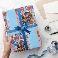 Funny Patriotic Highland Cow Wrapping Paper Roll 4th Of July Fireworks Celebration