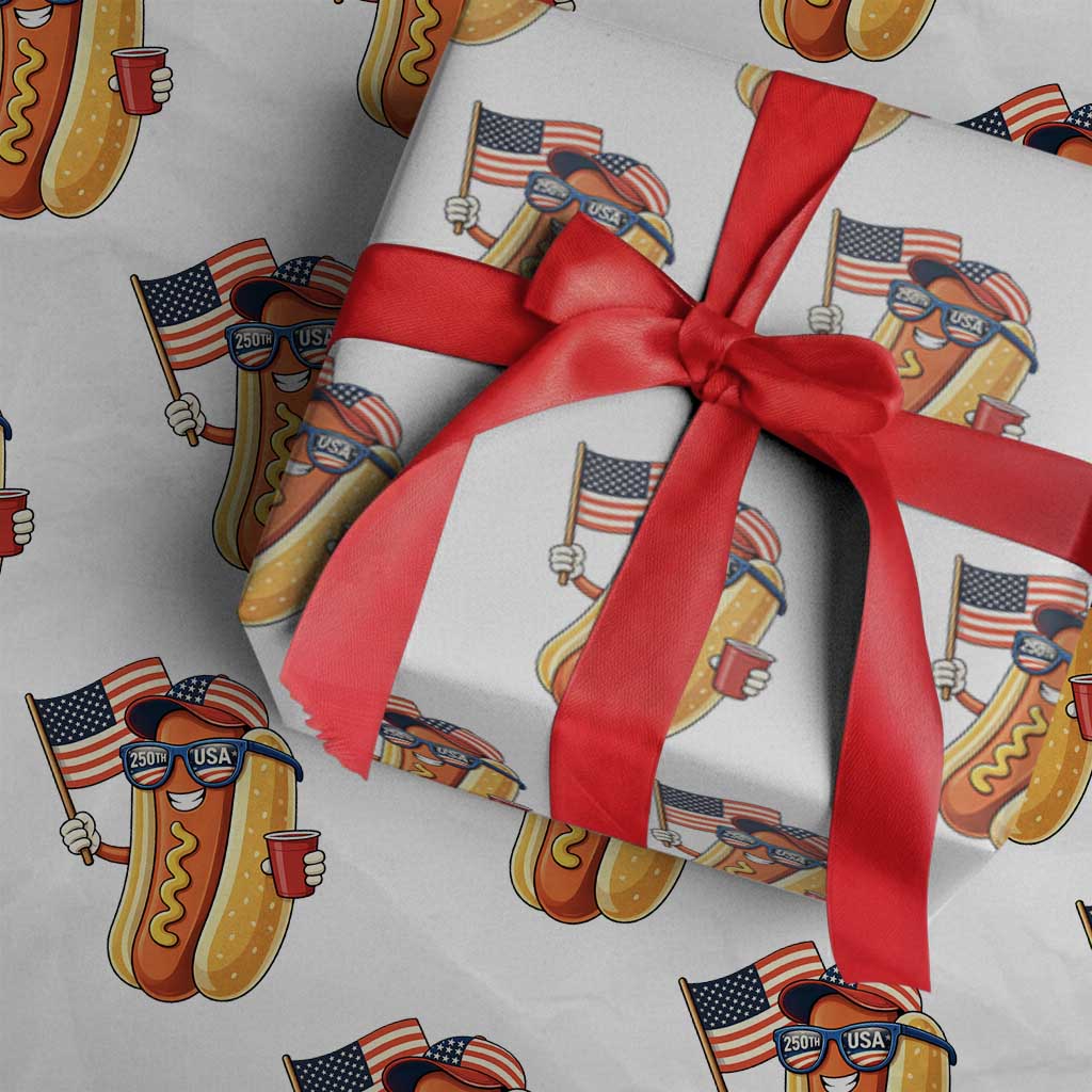 Funny Patriotic Hotdog Wrapping Paper Roll USA 250th Anniversary