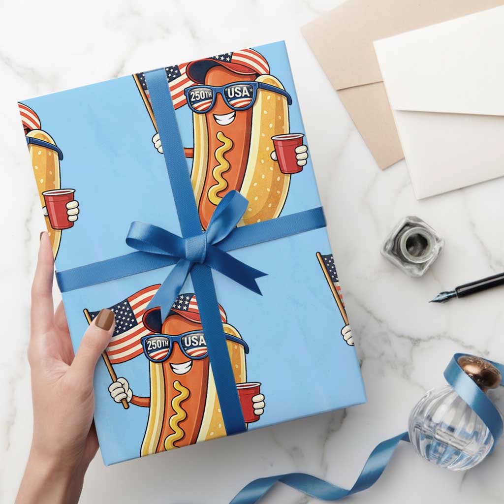 Funny Patriotic Hotdog Wrapping Paper Roll USA 250th Anniversary