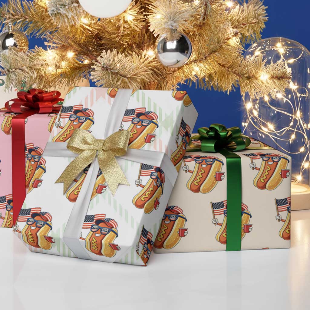 Funny Patriotic Hotdog Wrapping Paper Roll USA 250th Anniversary