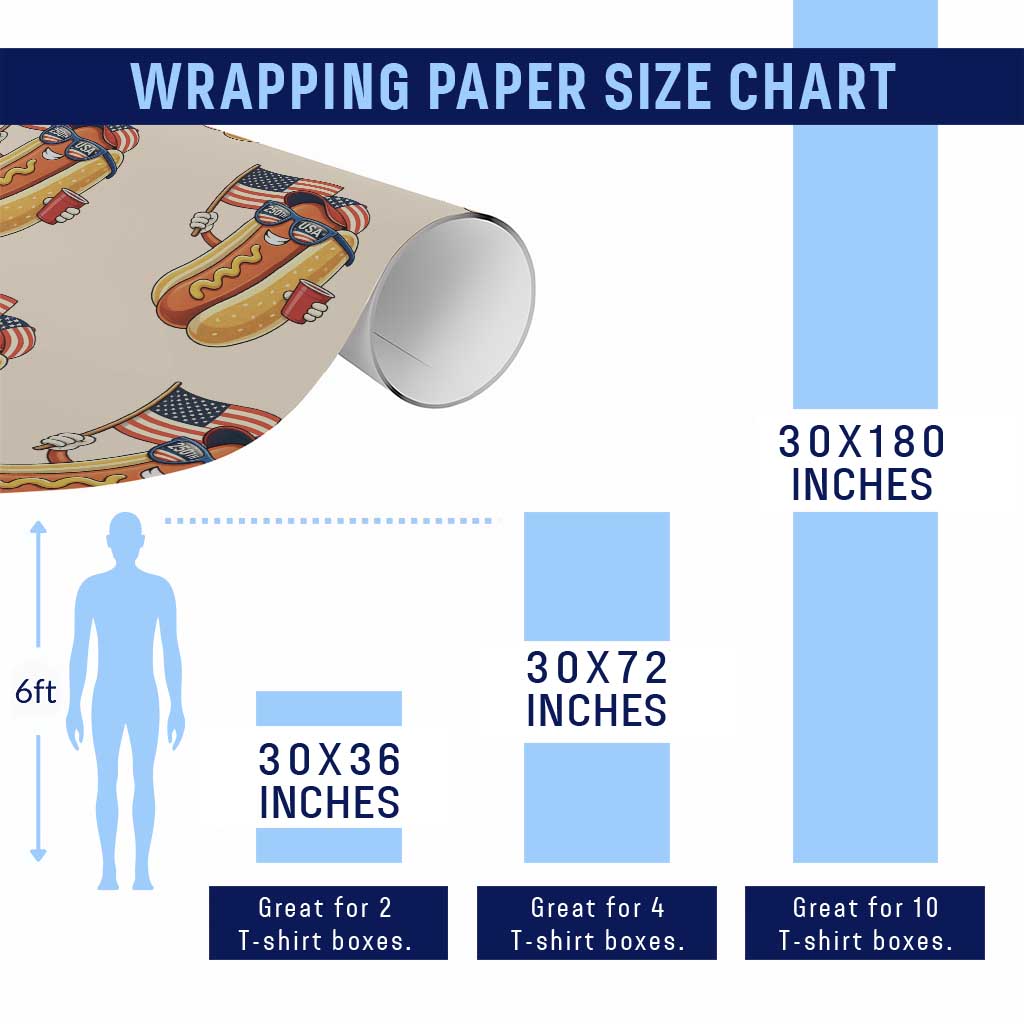 Funny Patriotic Hotdog Wrapping Paper Roll USA 250th Anniversary