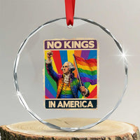Funny Patriotic LGBT Graphic Crystal Glass Ornament No Kings In America